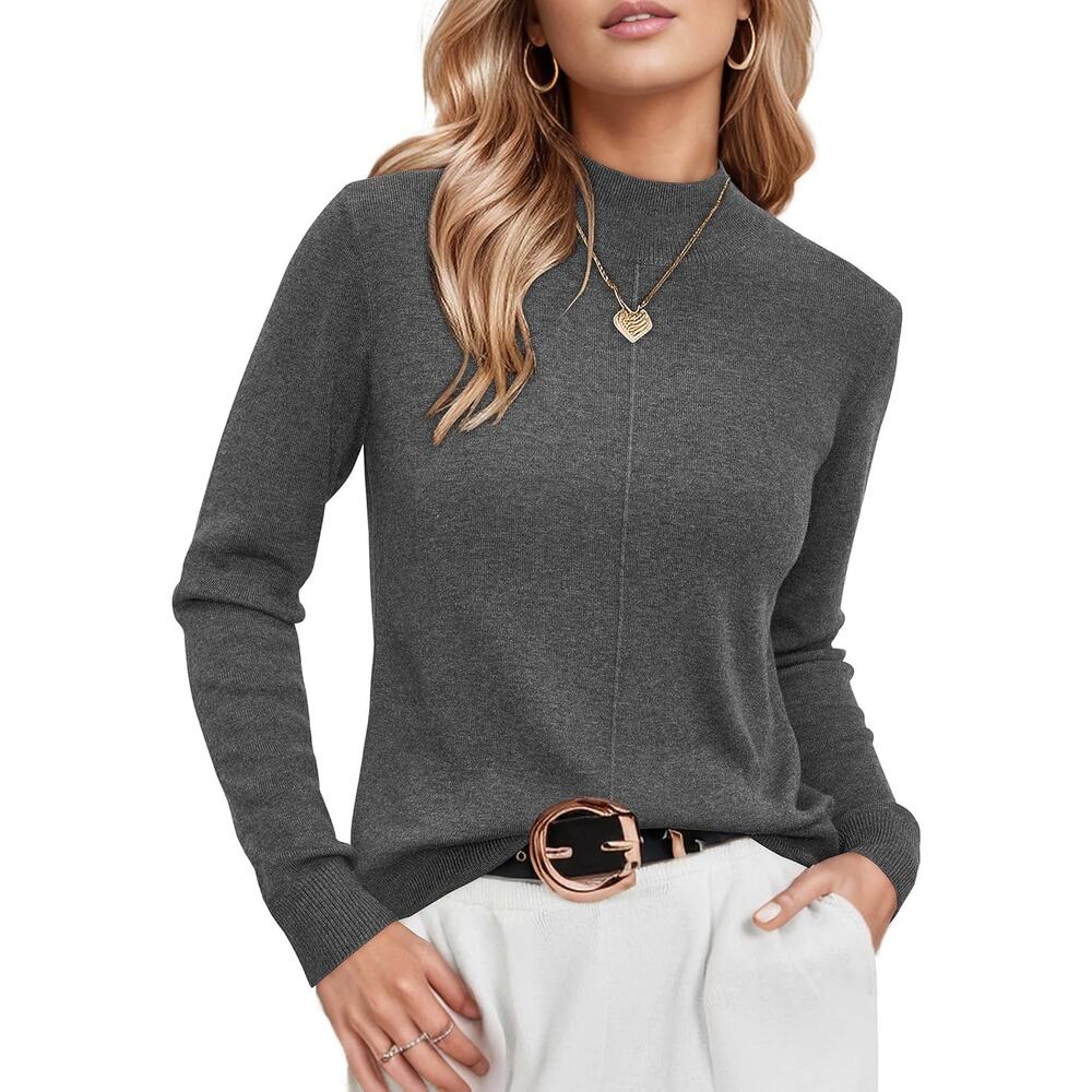 Arach Cloz Cozy Cloud Minimalist Mock Neck Knit Sweater Charcoal‎ Gray Small NWT